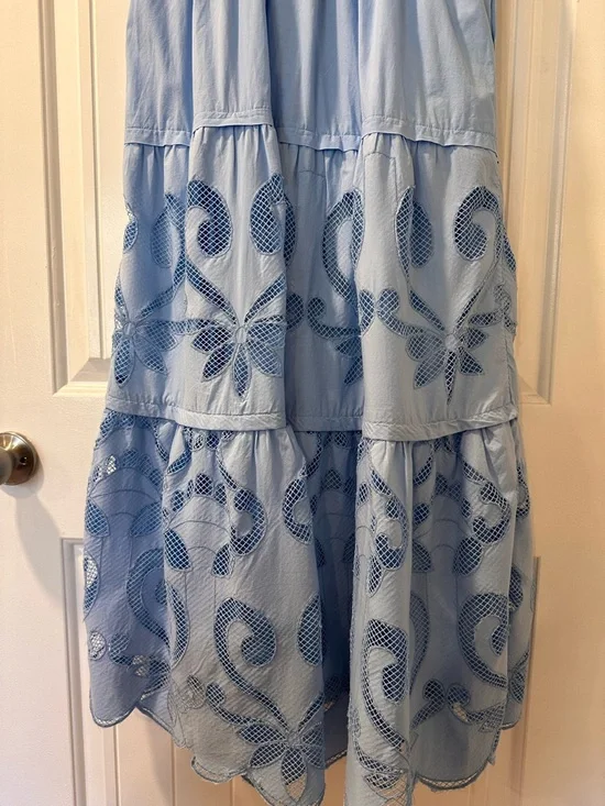 Anthropologie Light Blue Embroidered Maxi Dress - Picture 6 of 6
